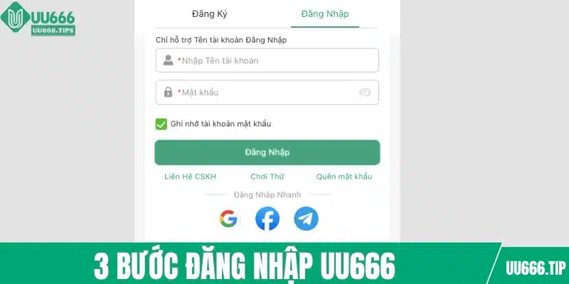 3 bước đăng nhập UU666