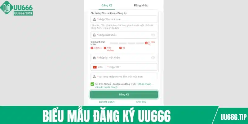 Biểu mẫu đăng ký UU666
