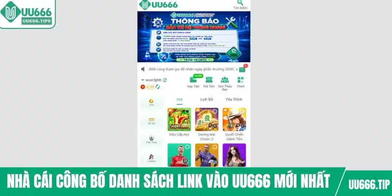 Nhà cái công bố danh sách link vào UU666 mới nhất